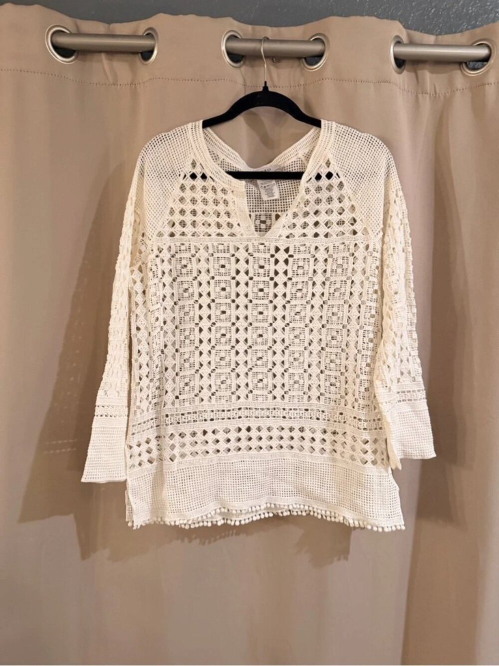 ZOZO Crochet Knit Ivory Women's Pullover Top